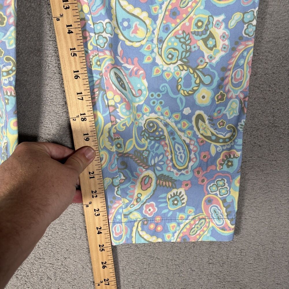 Talbots Perfect Crop Pants Womens Size 8 Paisley Powder Blue Blush Pink Bohemian - Picture 8 of 14